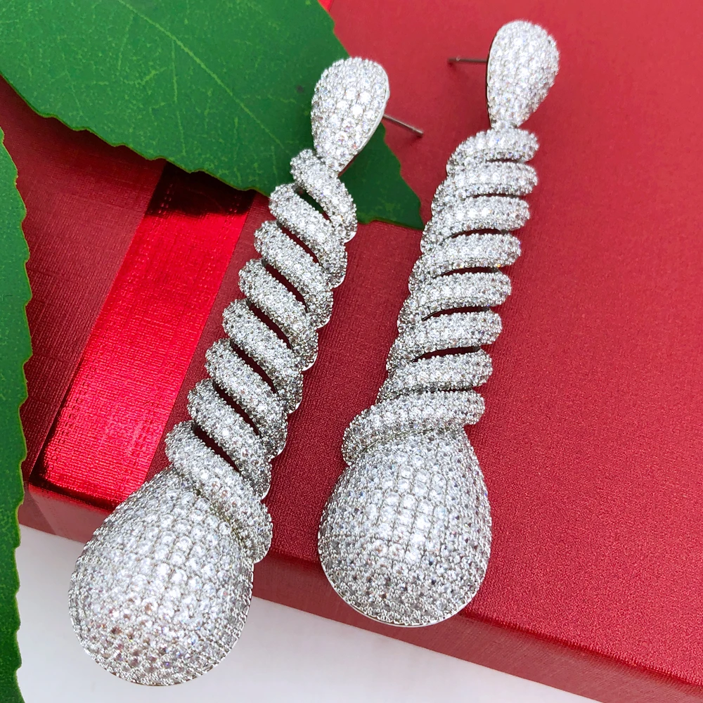 

Missvikki Luxury Gorgeous Trendy Long Earrings For Women Wedding Cubic Zircon Crystal CZ Dubai Bridal Earring Fashion Jewelry