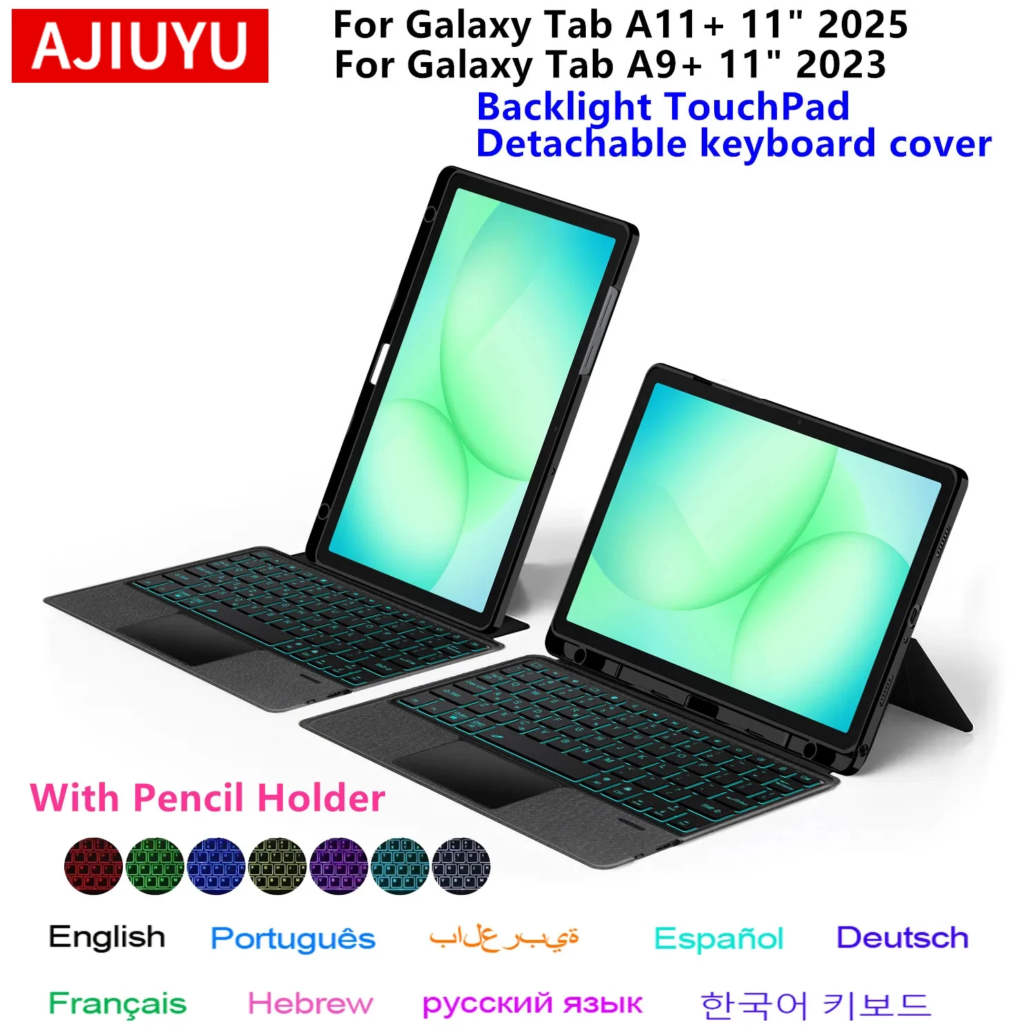 

TouchPad Keyboard for Samsung Galaxy Tab A11 Plus Case A11+ 11 inch SM-X230 SM-X235 A9+ 11"Tablet Smart Backlight Keyboard Cover