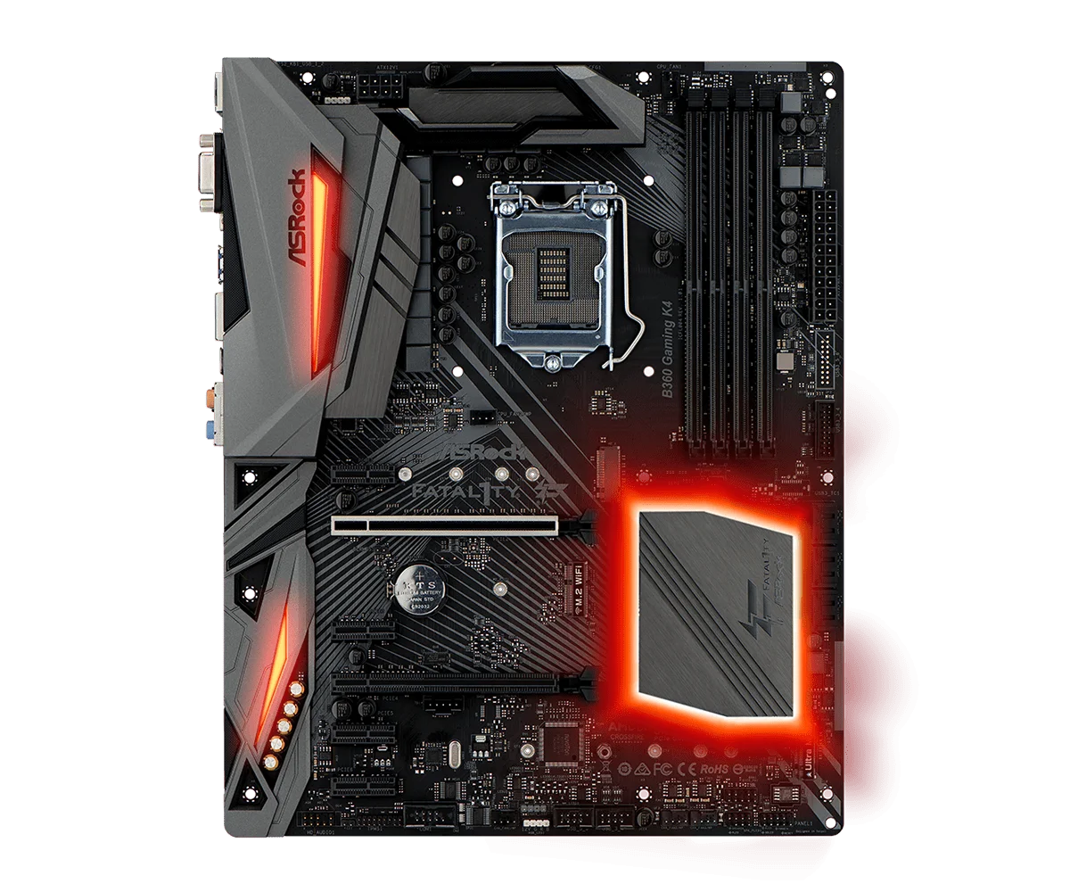 Imagem -02 - Gaming k4 Motherboard Lga 1151 Ddr4 64gb Suporta I78700 I5-9400f I59500 I3-8100 Pci-e 3.0 M.2 Cpu Atx Asrock-b360