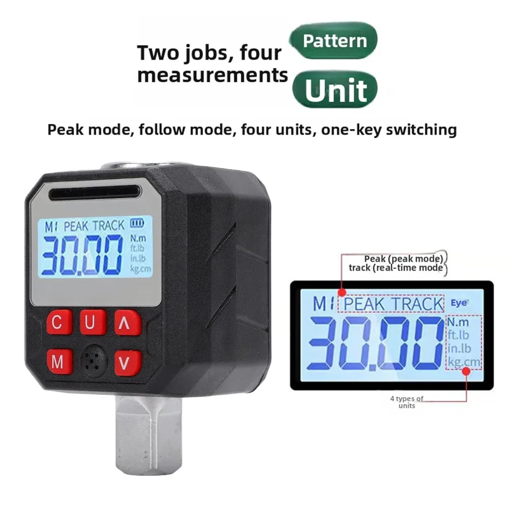 1/2in Drive Digital Torque Adapter 17-340Nm Range Color LCD Display Torque Tester Converter 2% Accuracy Storage Memory