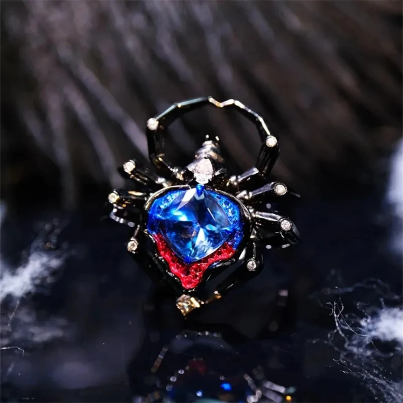 American Style Colorful Zircon Spider Ring Men's High Value Party Hip-hop Eye-catching Jewelry Ring