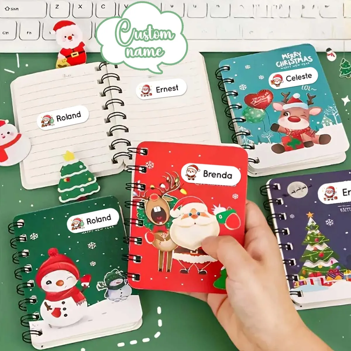 72/114pc Cartoon Christmas Colored Personalized Bottom Stickers Customized Tag Customized Label Water Cup Tag Custom Patches