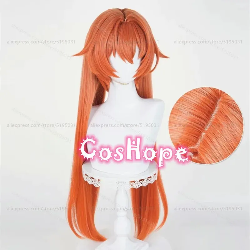 Peluca de Cosplay ZZZ Orphie con coletas dobles, peluca naranja para mujer, peluca sintética resistente al calor de Anime para disfraz de Halloween