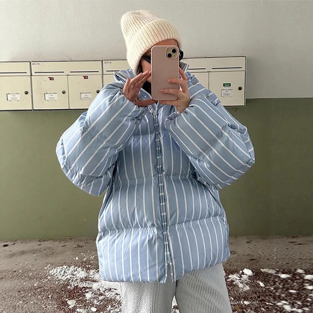 Coats Winter Warm Cotton Padded Puffer Jackets Hooded Detachable Hood Loose Fit Parkas Spring Autumn Outerwear