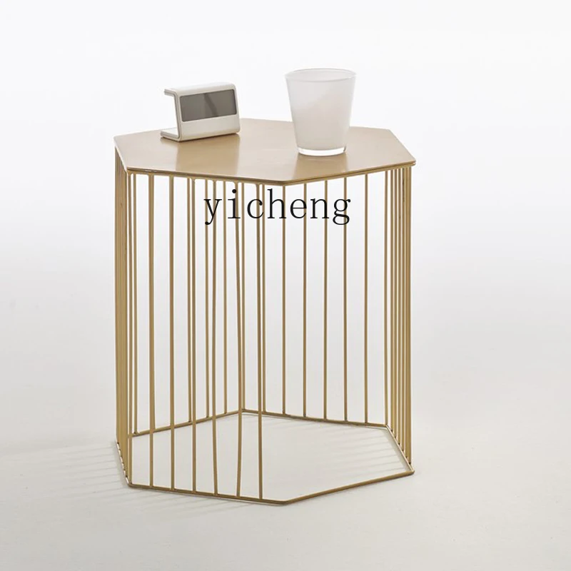 

Simple Modern Living Room Sofa Small Coffee Table Iron Gold Creative Side Table Bedroom Bedside Table