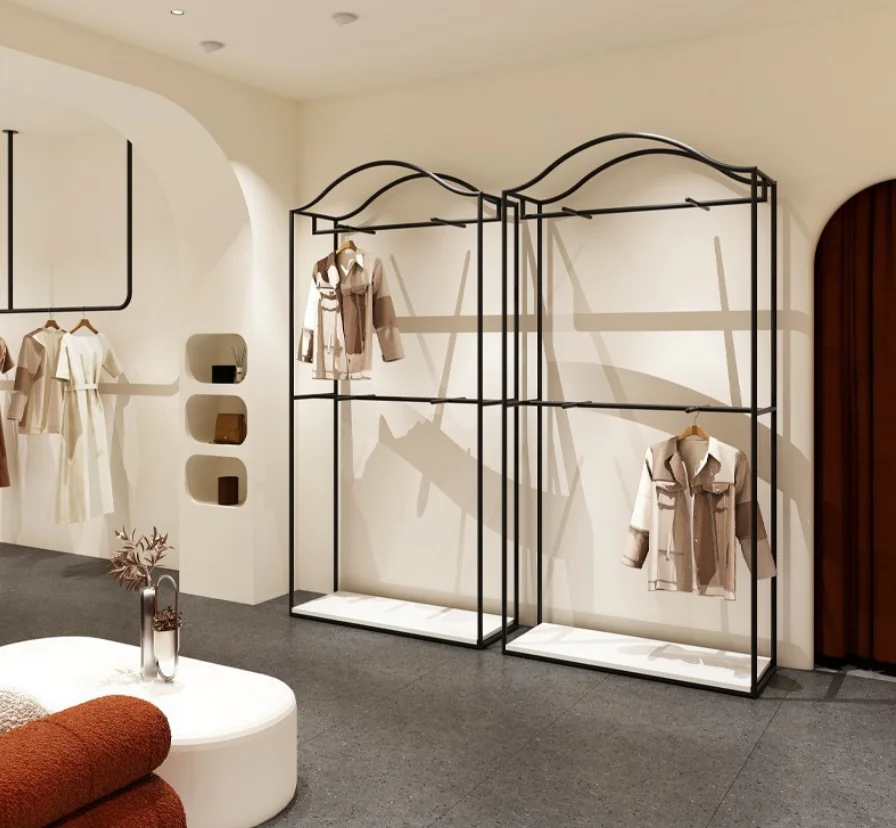 

Элитная напольная двухуровневая вешалка для одежды от пола до потолка, для демонстрации мужской и женской одежды