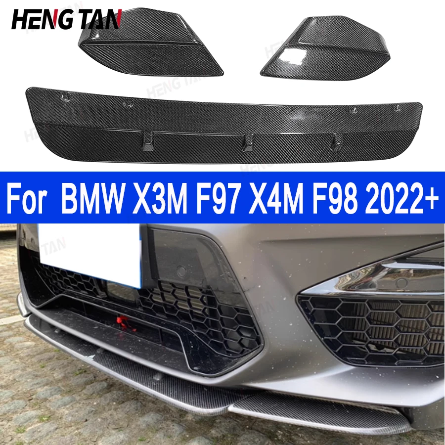 Carbon Fiber Car Front Bumper Diverter For BMW X3M F97 X4M F98 2022+ Spoiler Diffuser Front lip chin Upgrade body kit