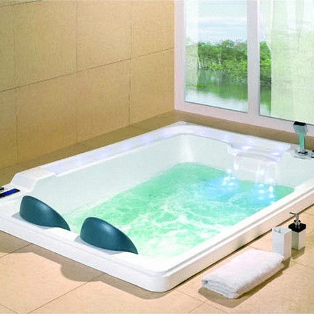 Acrylic Embedded Whirlpool Or Freestanding Spa Bathtub For Two People With Massage Jets