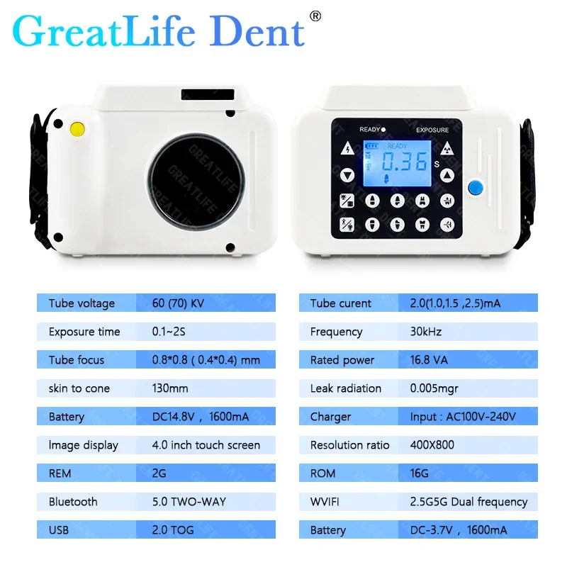 GreatLfie Dent Dental Sensor Kit Original Portable Dental X-ray Machine High Frequency X Ray Film Lab Equipment Dentistry