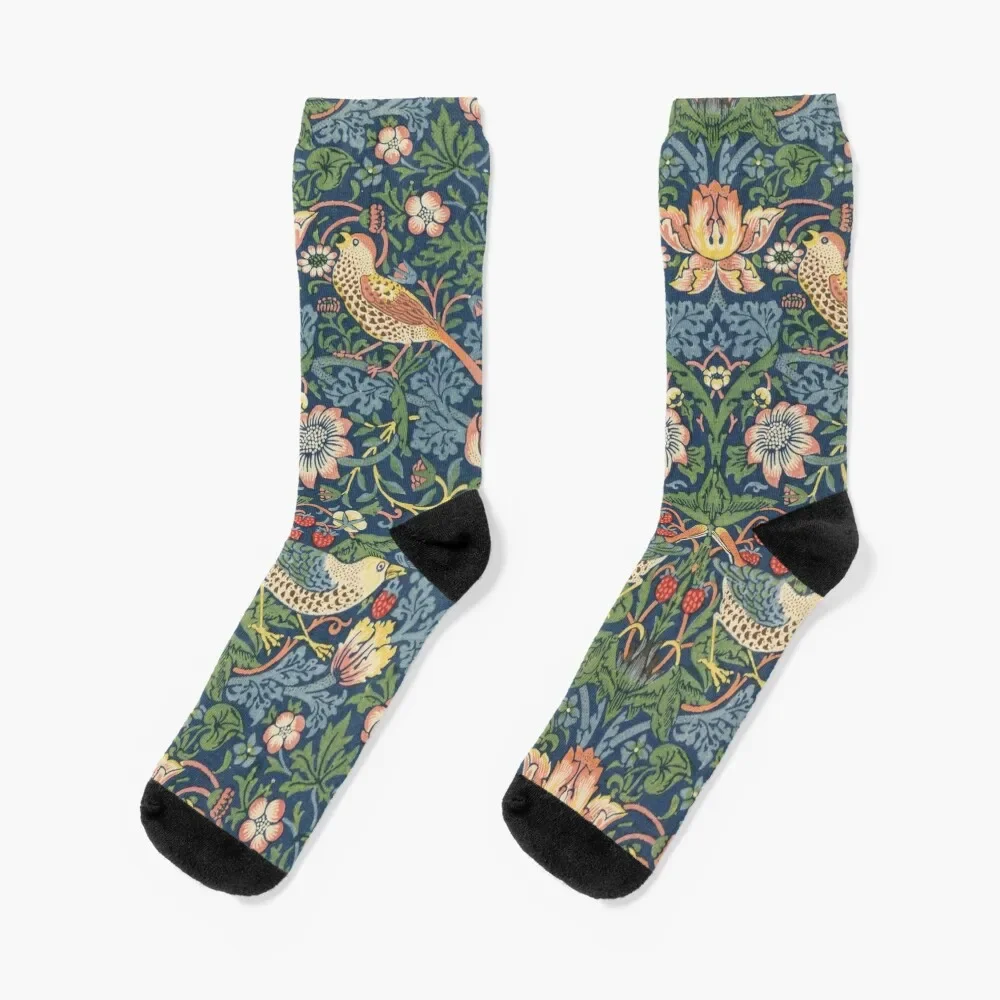 

Strawberry Thief - Vintage William Morris Bird Pattern Socks cool happy colored Boy Child Socks Women's