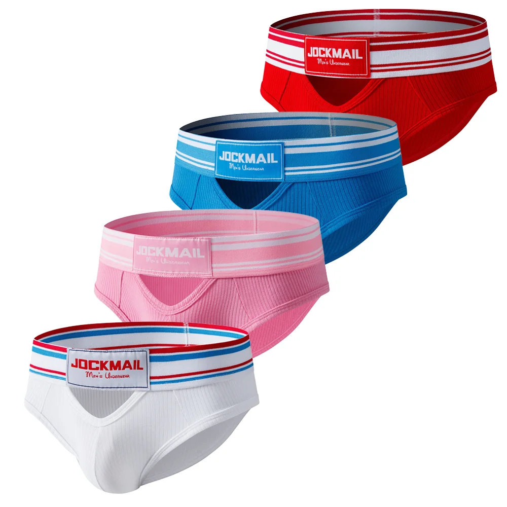 Jockmail New Mens Briefs Comfortable Pit Strip Cotton Sexy U Bag Front  Rear Opening Hollow Low Waist Breathable Man Panties