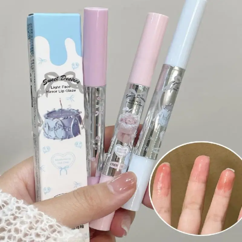 HERORANGE Flat Sponge Head Lip Gloss Moisturize Mirror Lip Glaze Lasting Waterproof Lip Plumping Tint Non Stick Cup Makeup