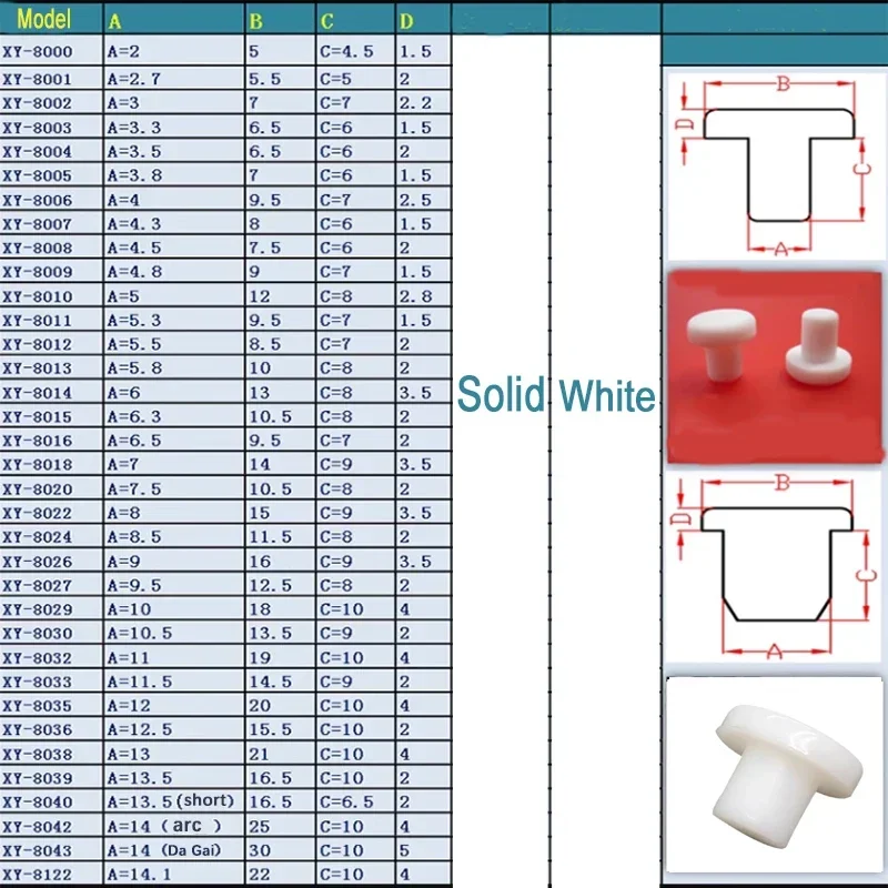 White Solid Sealing Plug 2-14mm Silicone Rubber Hole Caps T-shaped Seal Stopper High TEMP Dustproof Plug Inserts Bungs End Cap