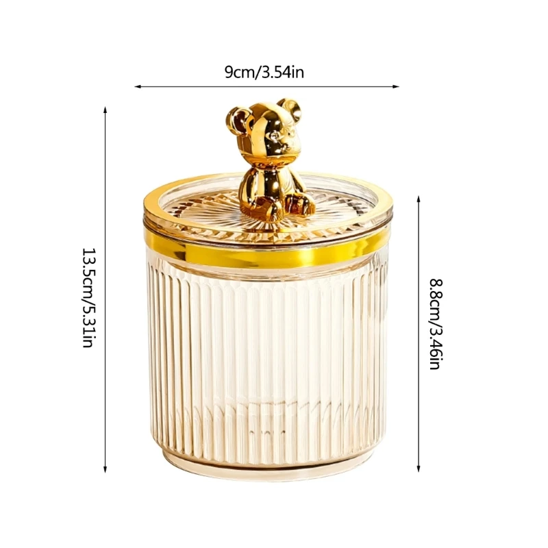 Acrylic Storage Box  Bear Cotton Pad Holder Bathroom Makeup  for Cotton Swabs Toothpick Jewelry Container