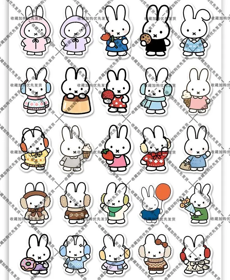 160 Stück Niedliche Cartoon Miffy Heilende Aufkleber, Vintage Kawaii Miffy Sticker – Detail 5