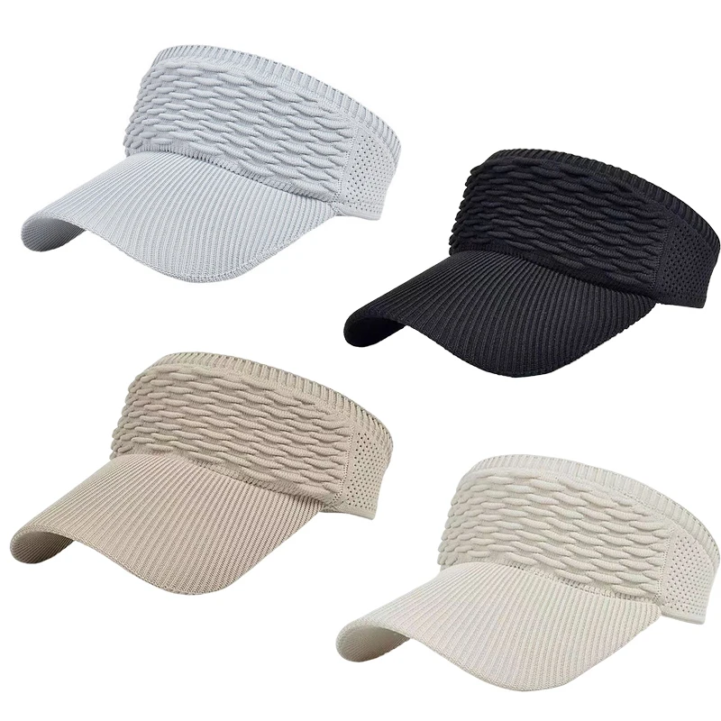 Summer Anti-UV Sun Hat Women Empty Top Hat Travel Beach Outdoor Sports Visor Cap Knitted Baseball Hat