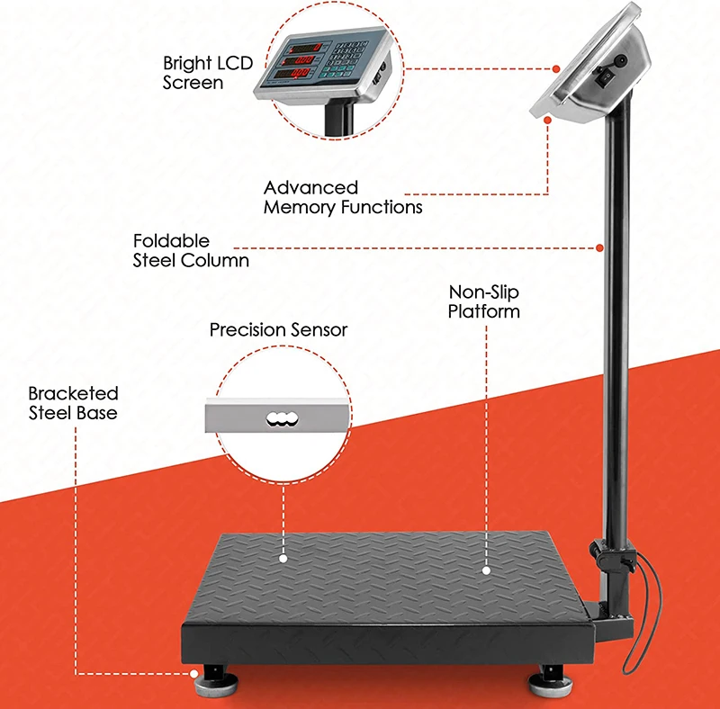 150kg Folding Steel Plate Electronic Digital Bench Industrial Platform Scale Weight Scale For Luggage Shipping Postal Commercial