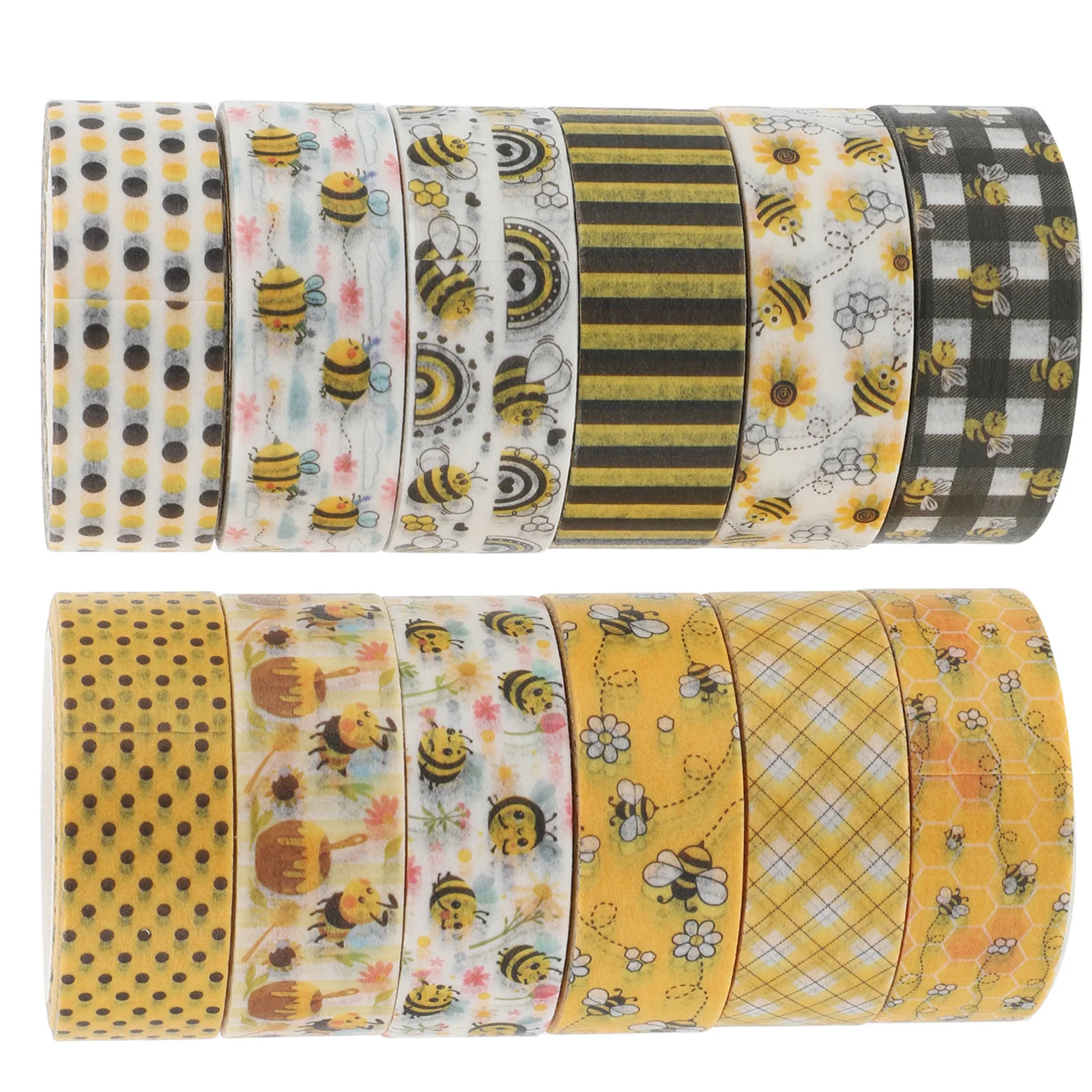 12 Rolls Pet Vintage Bee Flower Tape Transparent Stickers Honey Washi 50000X150X010CM DIY Crafts Themed