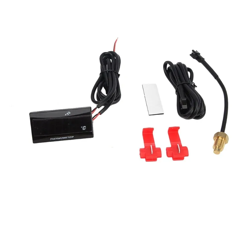 Digital Motorcycle Thermometer Universal For Water, Oil, And Dashboard Temperature Measurement With Blue Backlight