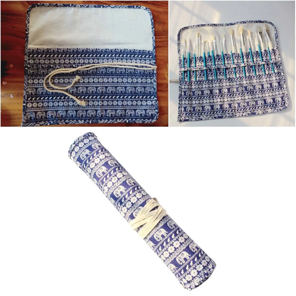 

20 Slots Paint Brush Holder Durable Canvas Pouches Storage Rollup Artist Pens Protective Art Supplies Paintbrush Case