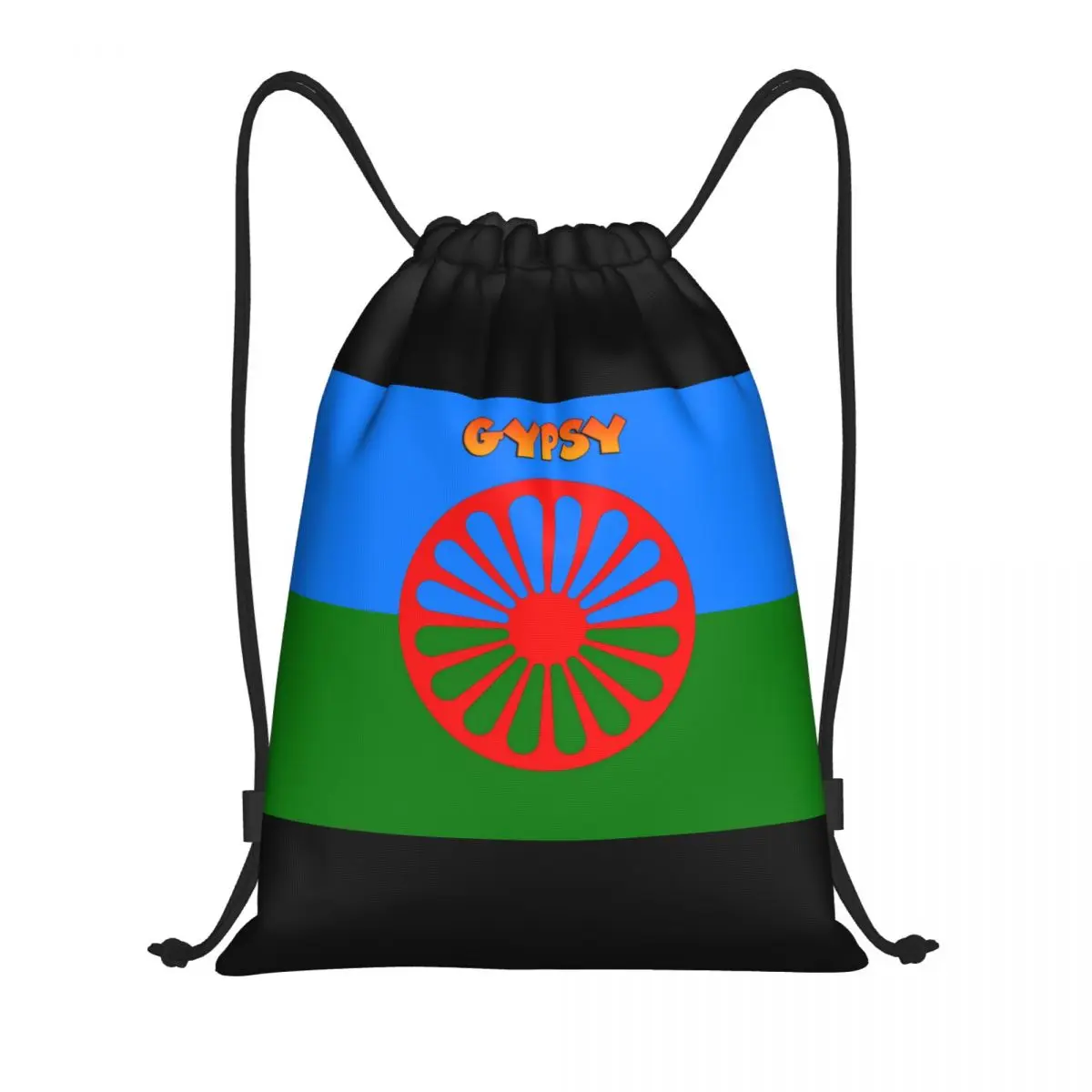 

Gypsy Romani Peoples Flag Multi-function Portable Drawstring Bags Sports Bag Book Bag For Travelling