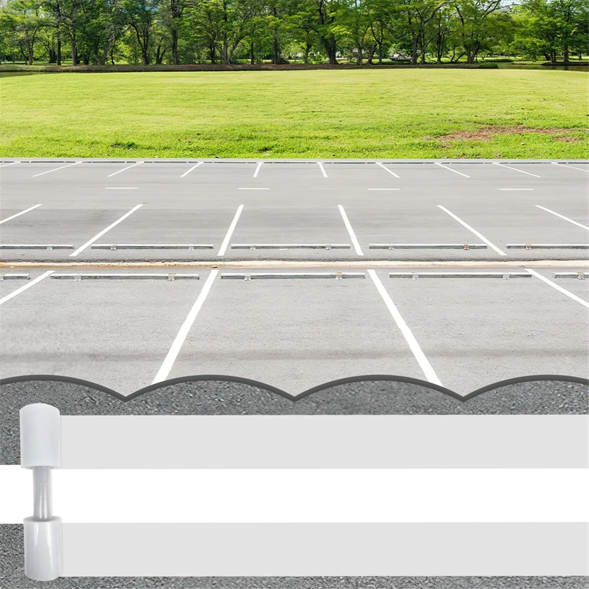 

New Parking Lot Line Stencil, 12x92.5Inch, Foldable Straight Line Stencil, Pavement Stencils for Curbs Parking Lots Asphalt