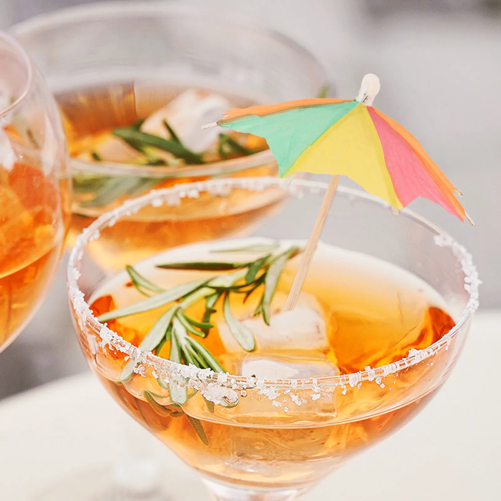 50Pcs Paper Drink Picks Cocktail Umbrellas Premium Bamboo Party Supplies Cake Toppers Luau Beach Summer Pool Holiday