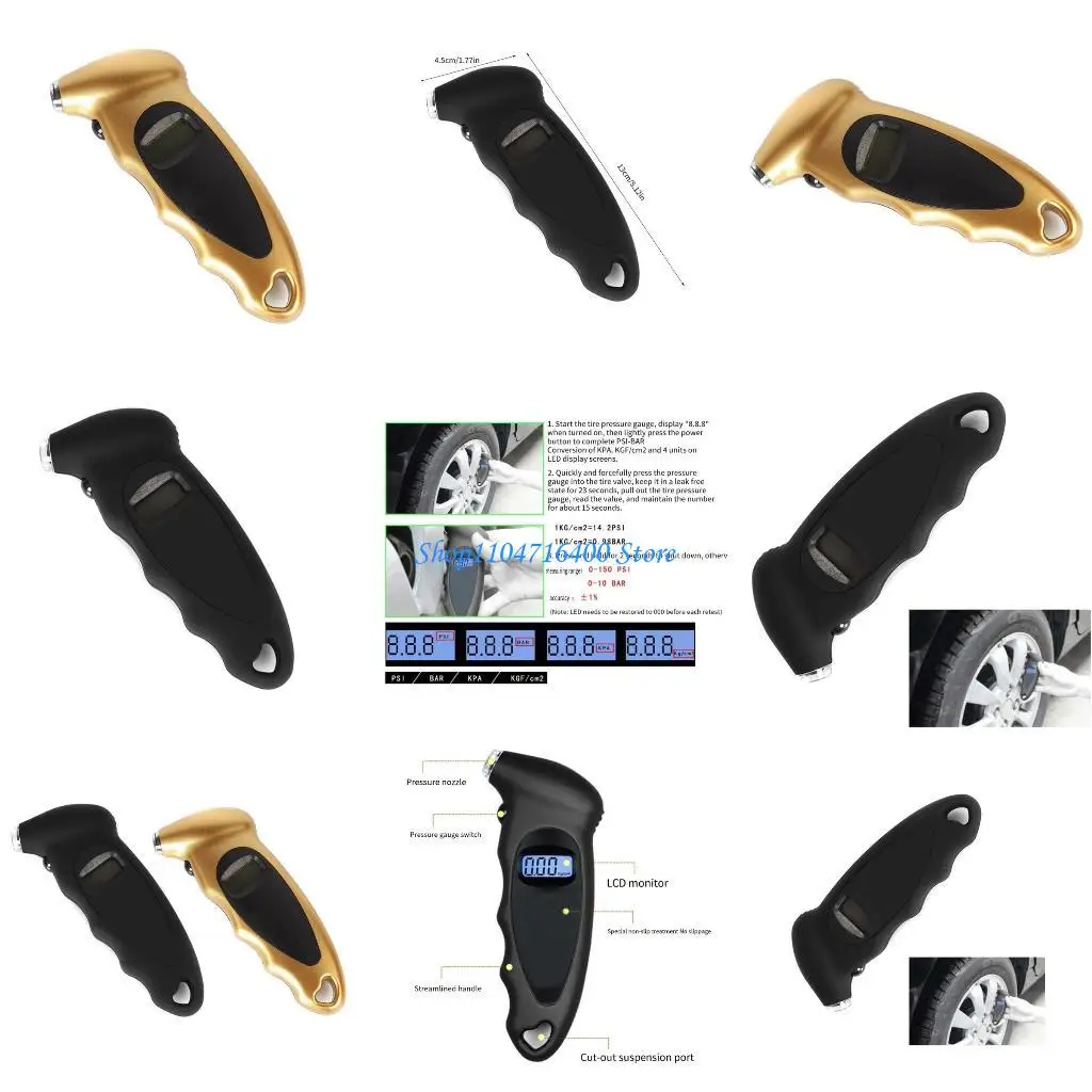 y1gd Digital Tire Pressure Gauge with Large LCD Display Precisions Air Pressure Check