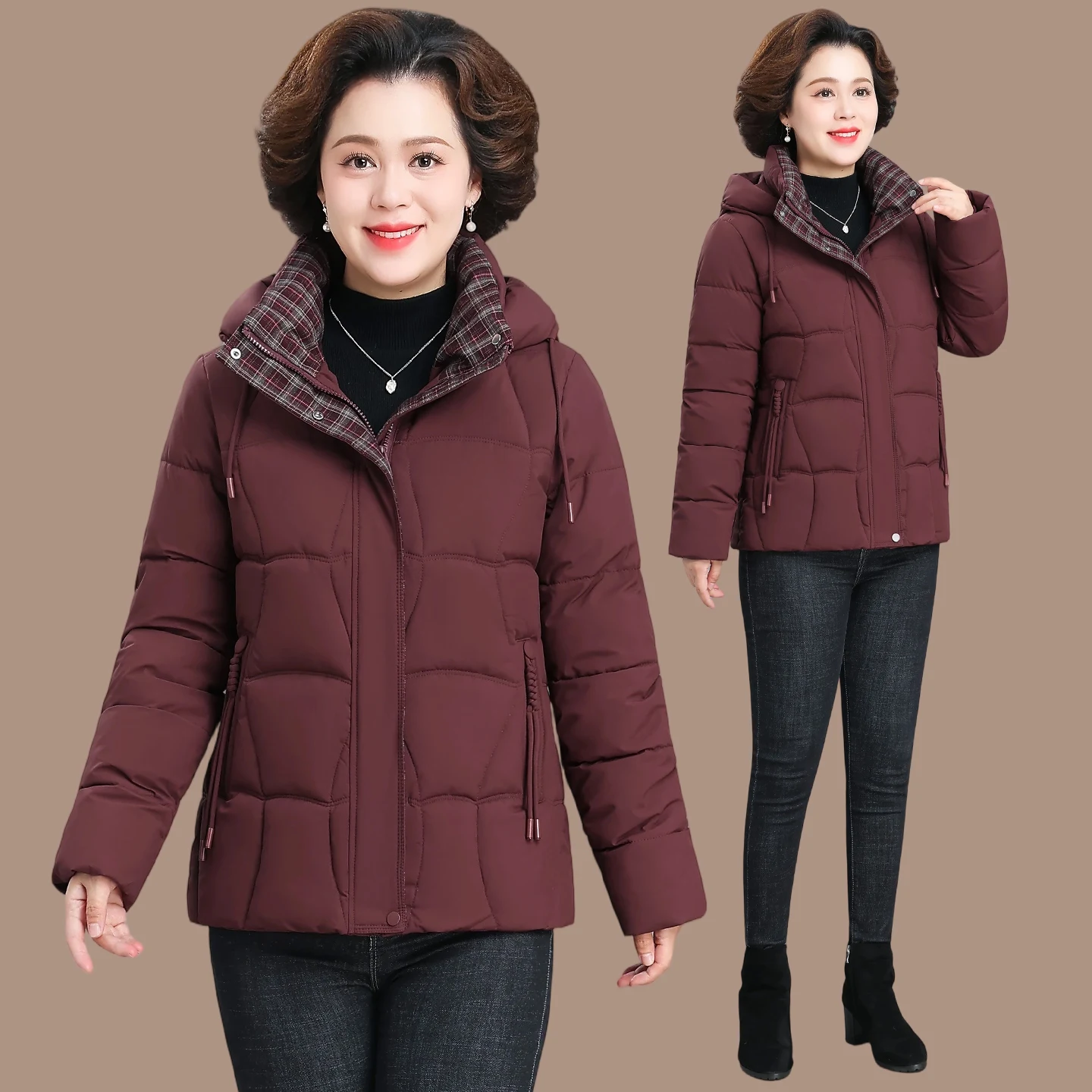 

Утепленная хлопковая куртка для женщин среднего и старшего возраста, зимняя повседневная одежда, серия Lady, на молнии