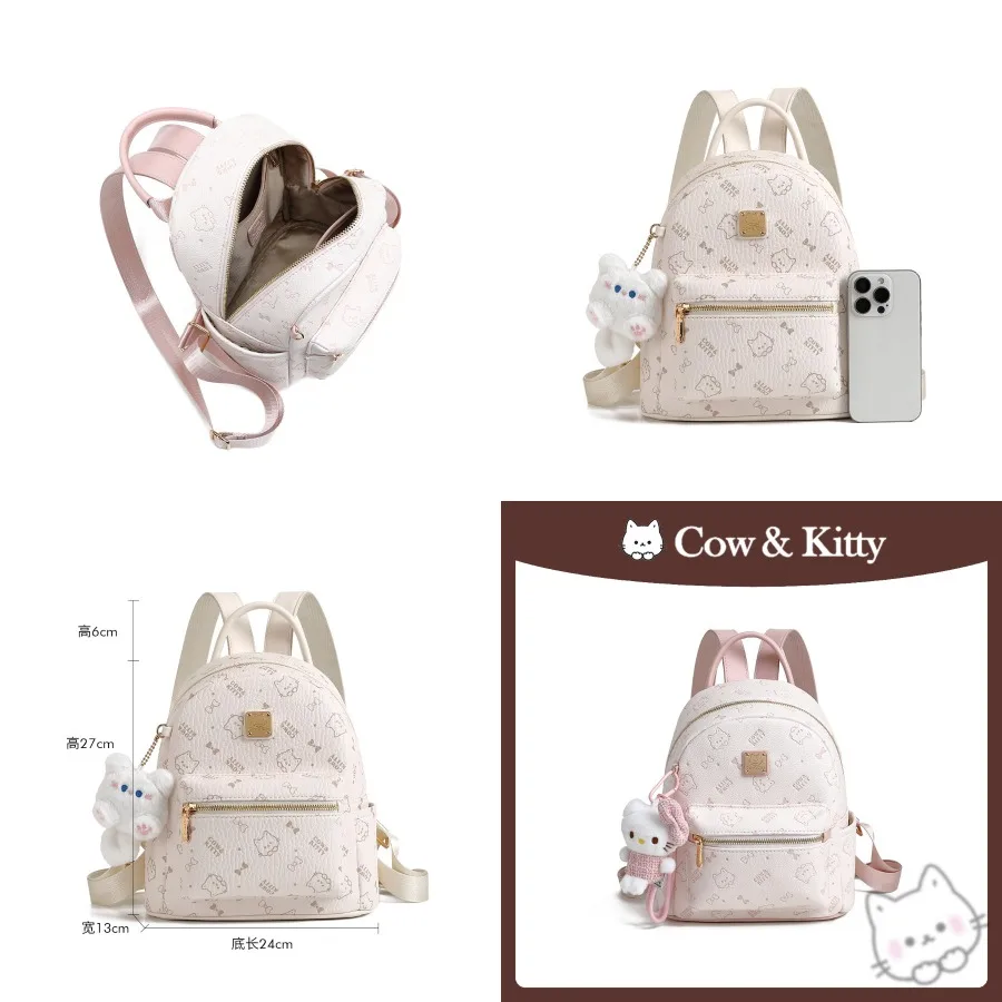 

【New style】- new backpack bag light luxury original large capacity Hello Kitty fashionable and simple design feel commuting
