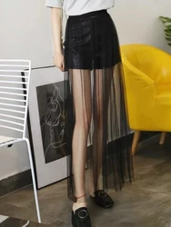 Underskirt Petticoat Tulle Skirts Womens Casual Sexy Beach Transparent High Waist Black Lace Mesh Wrap Midi Skirt Women's Skirt