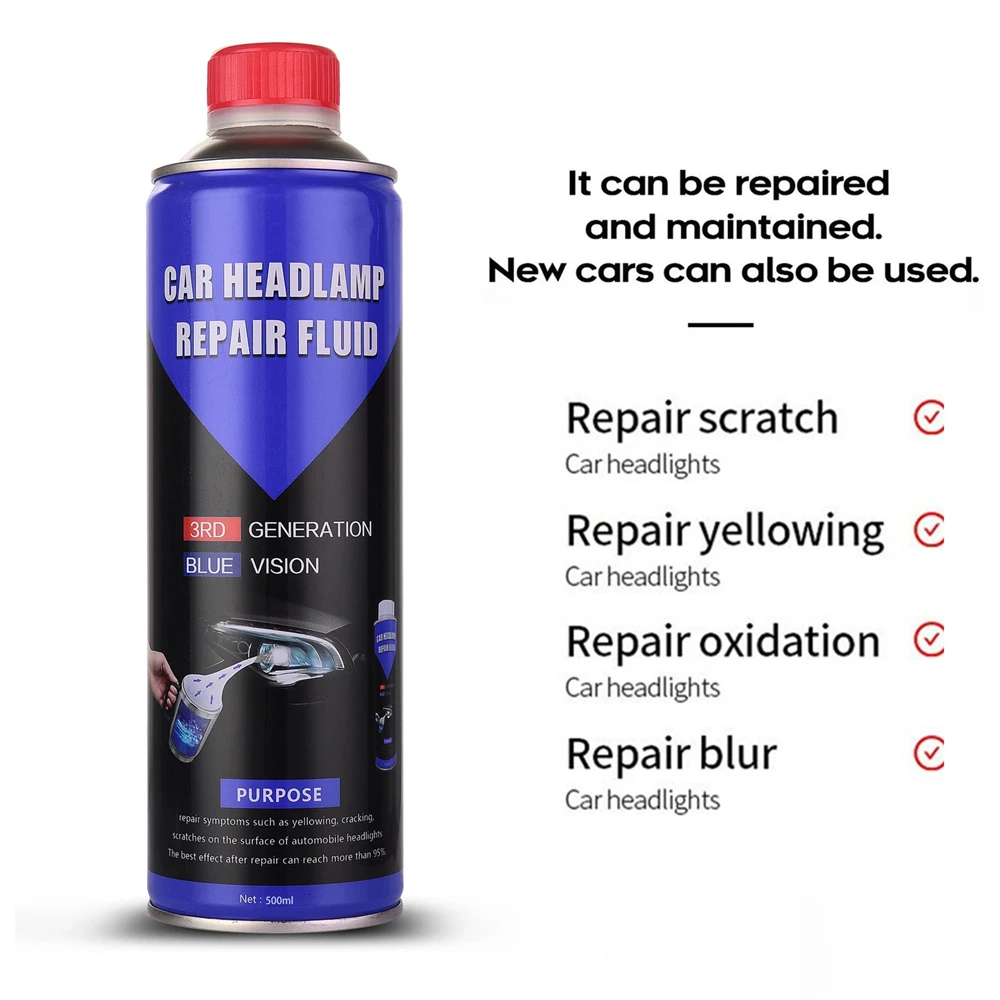 طقم ترميم مصباح السيارة تلميع المصباح 500 مللي إصلاح السائل بوليمر المصابيح الأمامية تنظيف غلاية بخار لمصابيح المصباح الأمامي #3