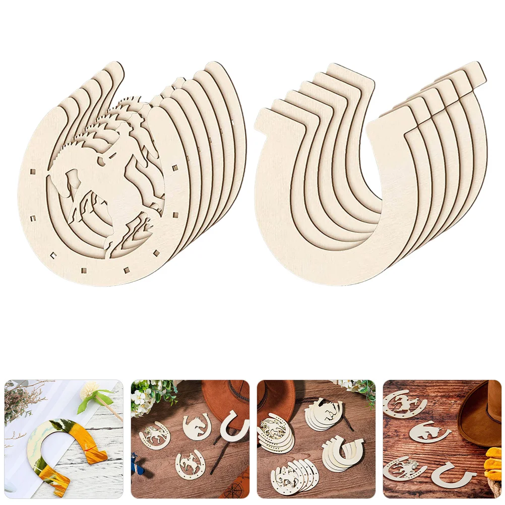 

96Pcs Wooden Horseshoe Shapes Unfinished DIY Wood Chips for Creative Craft Projects Handmade Decorations Western Theme Party