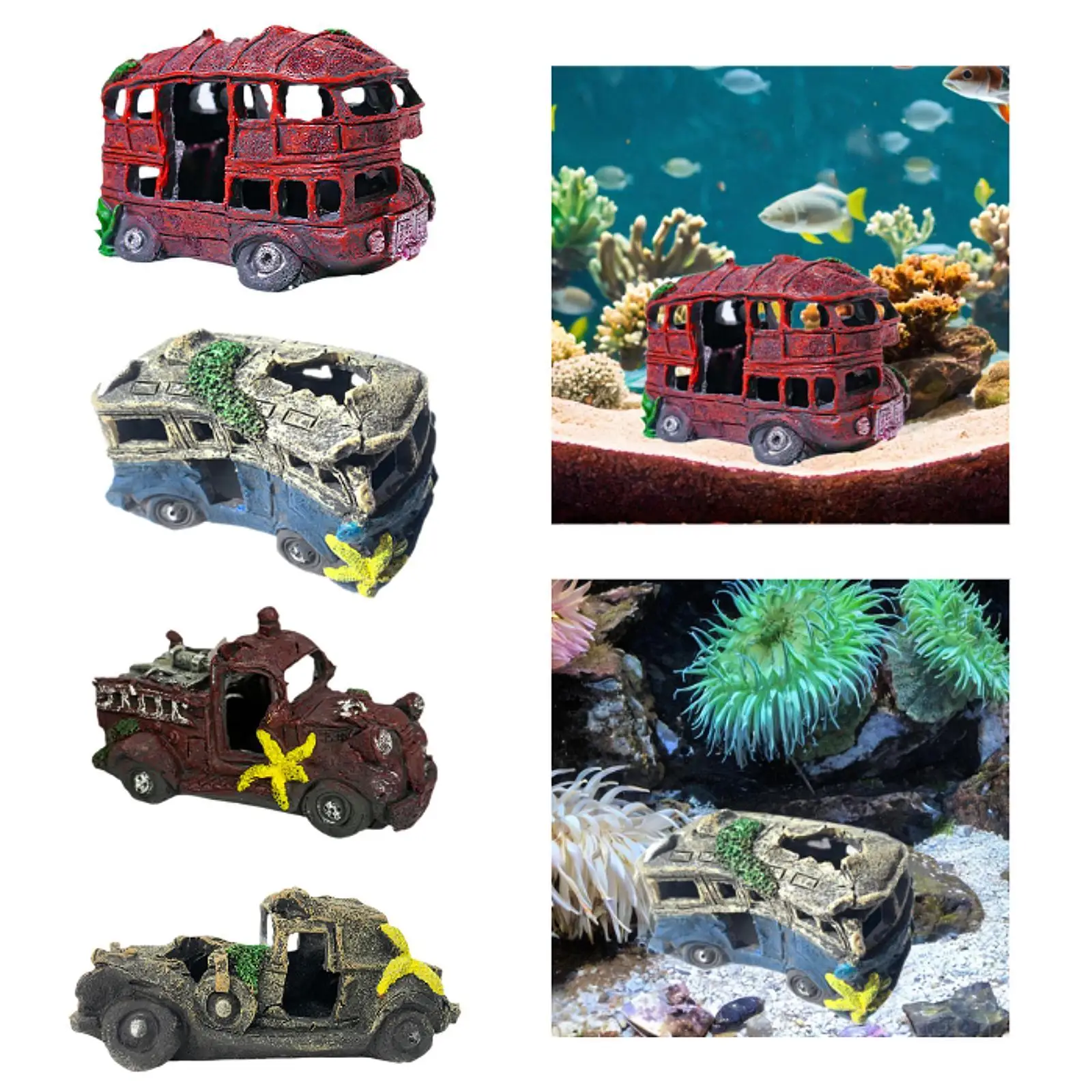 Auto Wreck Aquarium Decoration for Prawn Rest Play Aquatic Pets to Breed