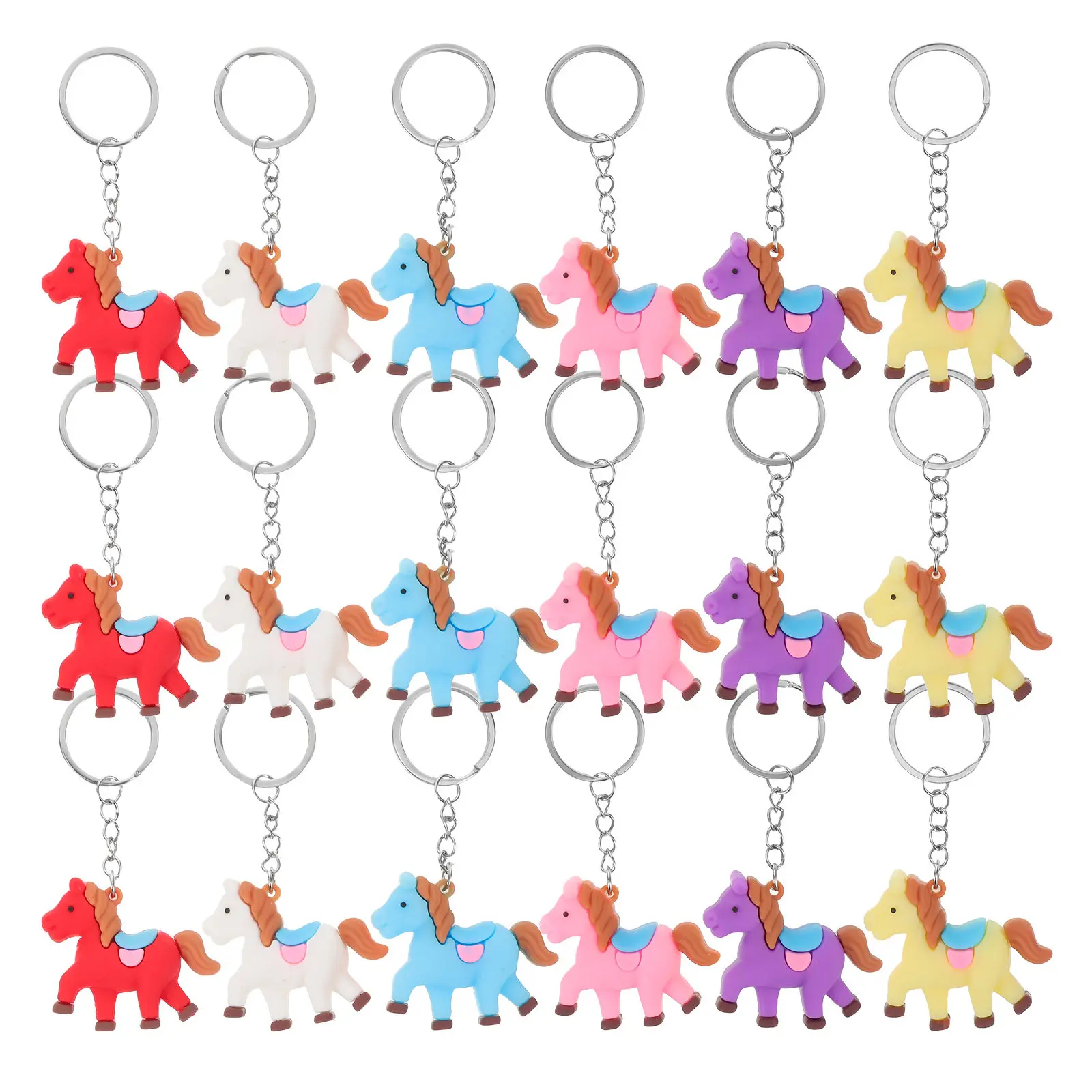 24Pcs Horse Keyring Cute Zodiac Pendant Decorative Bag Charm Purse School Backpack Accessories Lucky Charm Horse Keyring