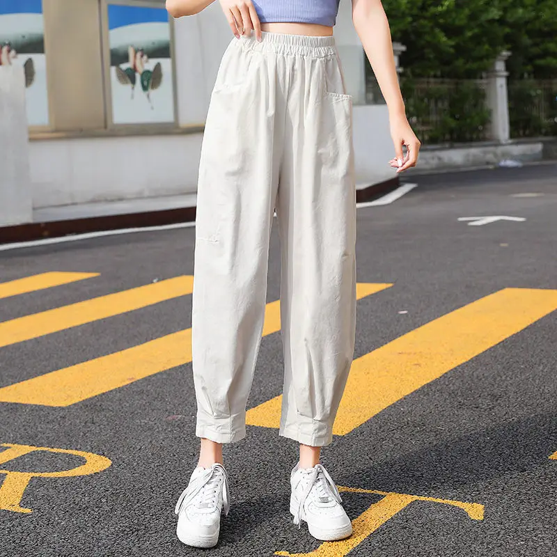 

2022 Spring And Summer New Cotton Capris Casual Trend Pants Korean Loose Slim Leggings