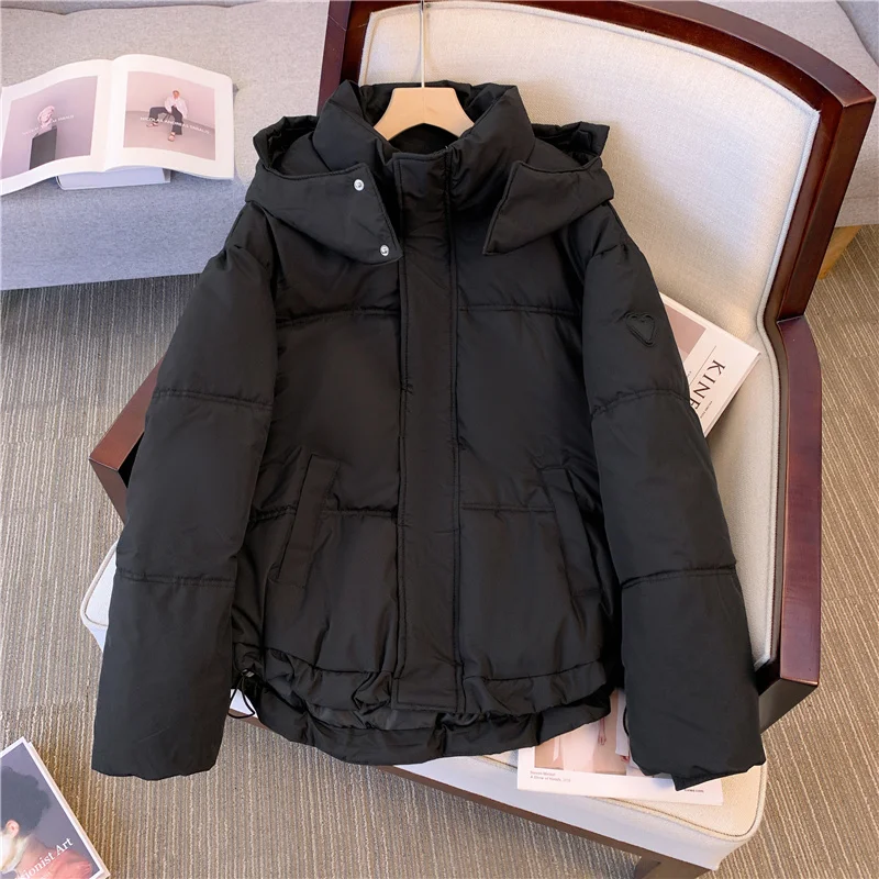 2023 giacca Oversize nera invernale da donna cappotto Oversize in cotone bianco spesso di alta qualità moda femminile parka larghi con cappuccio marrone