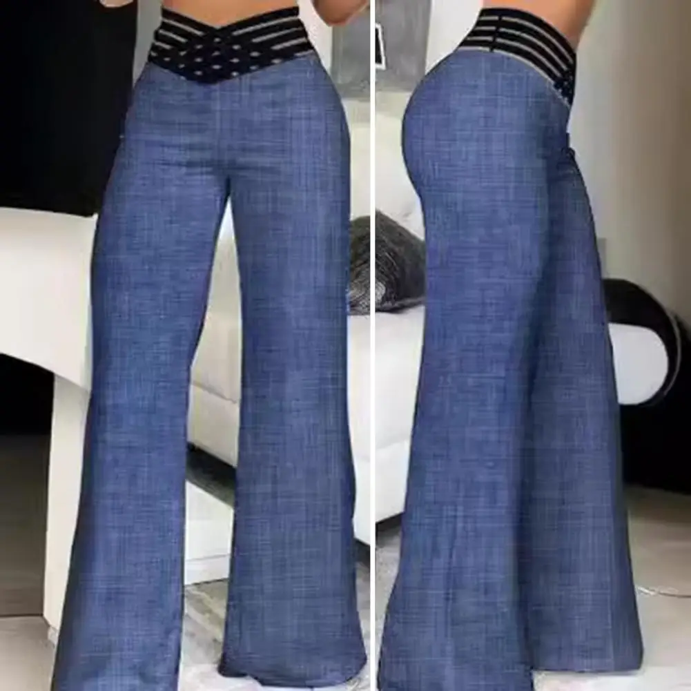 Hohlgürtel-Design hose Stilvolle Damen hose mit weitem Bein und hohlem Kreuz bund mit hoher Taille für lässige Pendel frauen