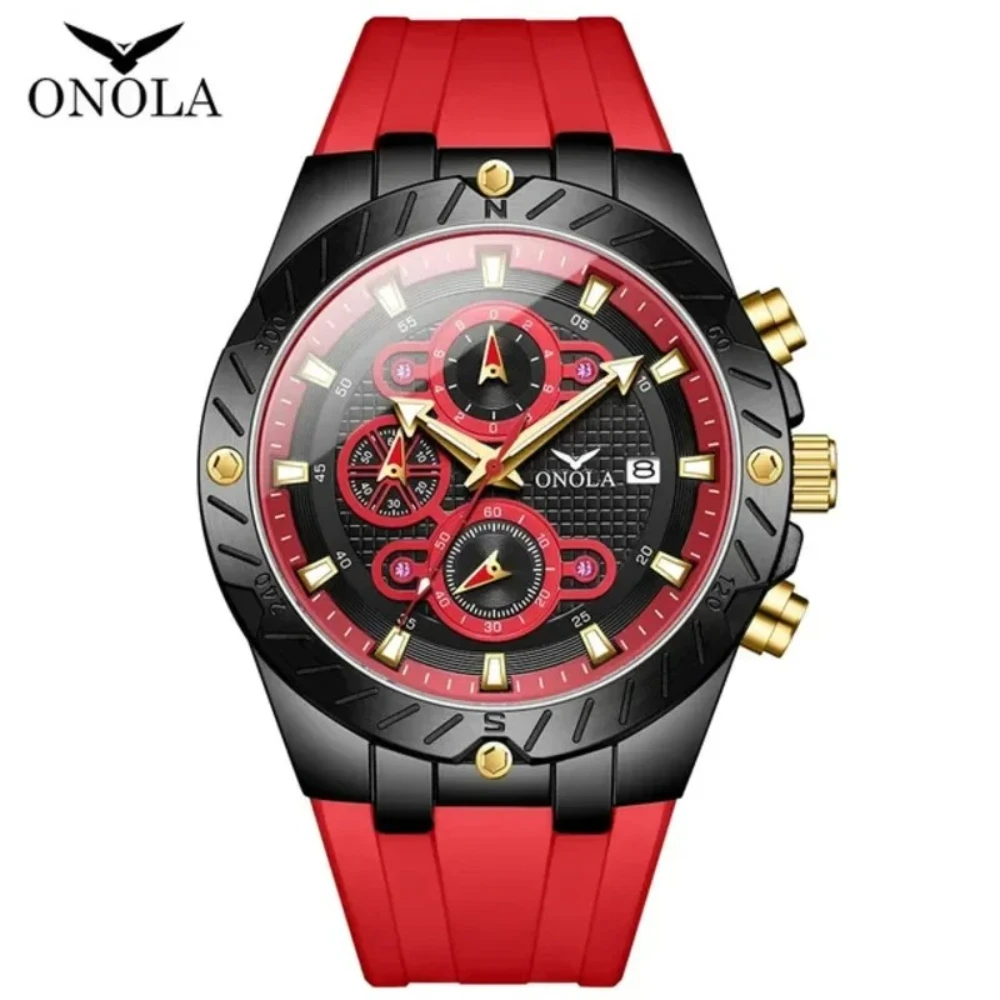 ONOLA 6857 Fashion Sports Quartz Men's Watch Luminous Waterproof Chronograph Calendar Watches for Men Relogios Masculino Часы