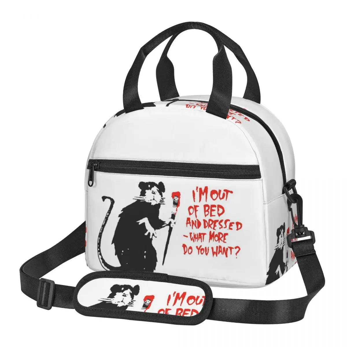 

Out Of Bed Rat Banksy Lunch Bags Insulated Bento Box Resuable Lunch Tote Picnic Bags Thermal Bag for Woman Student