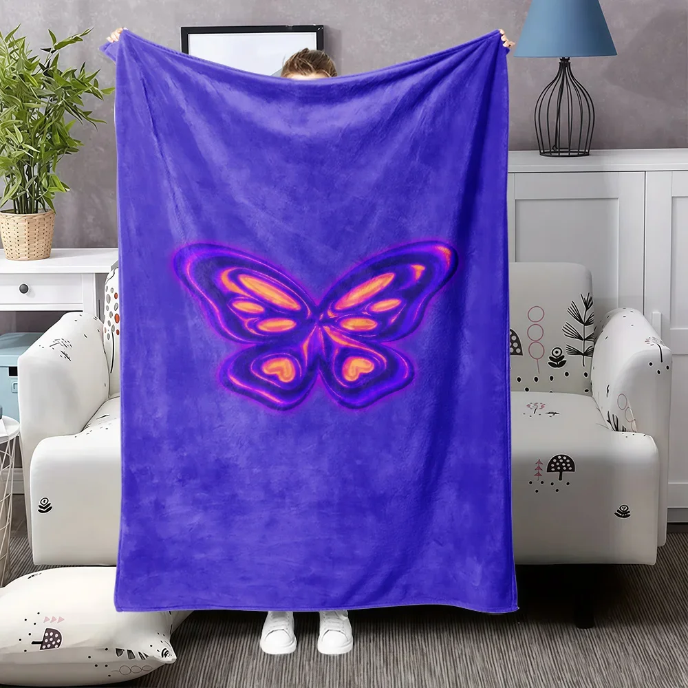

pc Blue Butterfly Geometric Pattern Flannel Blanket Soft AllSeason Bedspread Sofa Throw Camping Bed Cover Cozy Bedding