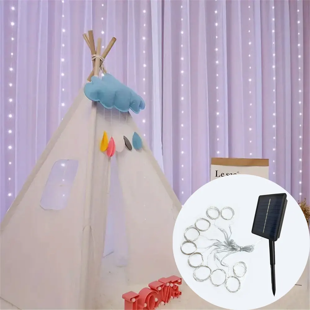 

New Year 2026 Solar Curtain String Lights Christmas Lighting Fairy Lights Great for Navidad Party Garden Wedding Birthday Decor