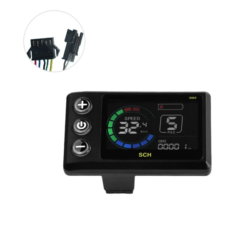 

S869 Electric Bicycle LCD Display 24V-72V Electric Scooter LCD Color Screen Meter For Mountain Bike LCD Meter SM5+2PIN-A67F
