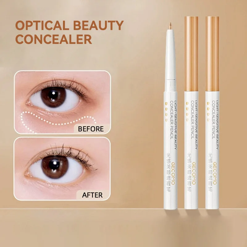 GECOMO light-sensitive concealer pen, concealer liquid, facial cover-up for dark circles, acne marks, spots, and under-eye pen
