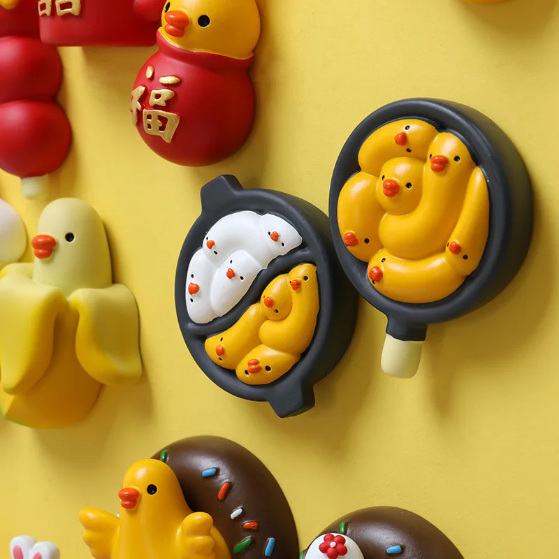 Yellow Duck Refrigerator Sticker Cartoon Cute Refrigerator Decoration Magnet Photo Wall Toy Gift Cultural and Creative Products