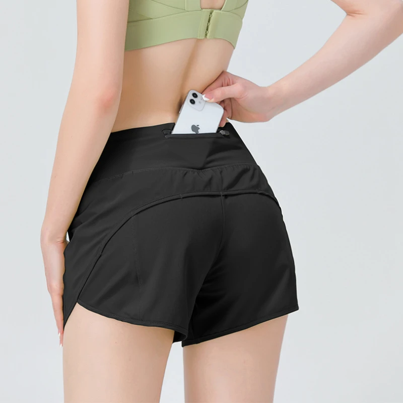 Chạy Bộ Nữ Quần Short Lưng Dây Kéo Thể Thao Slim Fit Cao Co Giãn Quần Ngắn Cho Mùa Hè Nữ Nữ Chạy Bộ Tập Thể Dục