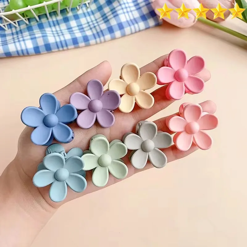 【Hot sales】Candy Color Frosted Flower Clip Hair Accessories Back Head Bun Ponytail Five-piece Hair Clip Feminine Top Clip