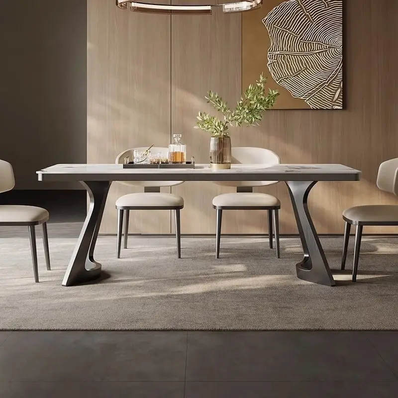 Slate dining table, light luxury, modern simplicity, small household