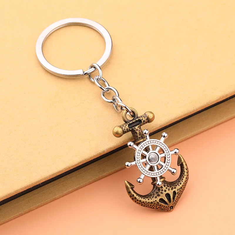 Personalized retro pirate ship keychain anchor will turn keychain pendant charm party gift