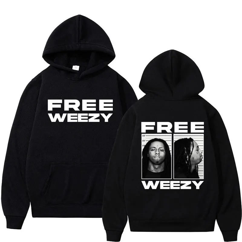 Camiseta Casual Masculina Estilo Hip-Hop com Estampa Dupla Face do Artista de Rap Retro Weezy Lil Wayne